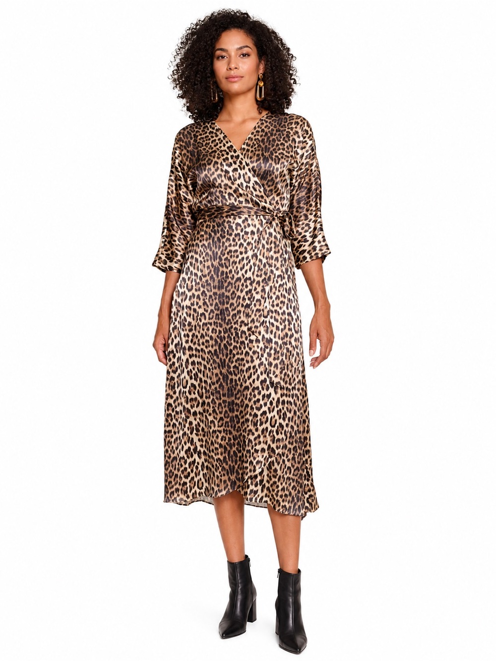 No. 6 Store Boutique 100% Silk Leopard 0710 Print Wrap Dress Georgia 2 medium
